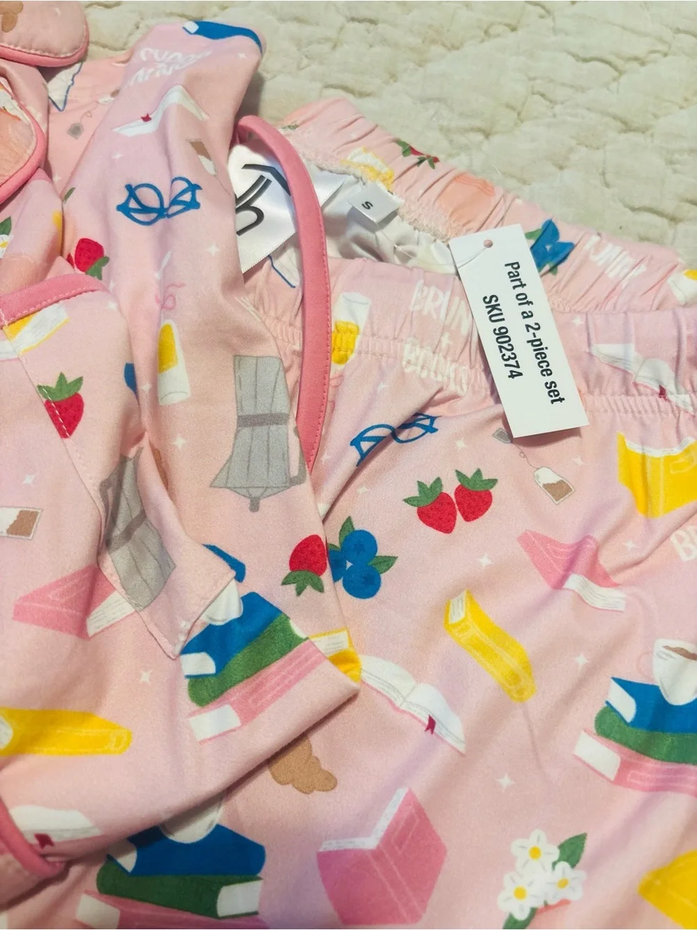 Women’s Pink 'Brunch & Books' Pajama Set